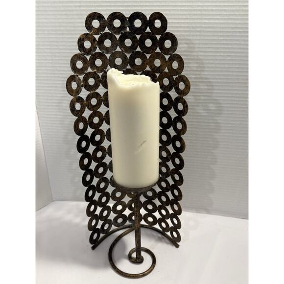 Bronzed Metal Candle Holder Wall Sconce Ornate Modern Industrial, Free Standing - Picture 1 of 9